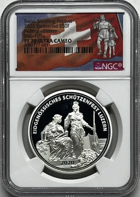 Suiza 2020 FESTIVAL SUIZO DE TIRO PLATA FEDERAL LEZERN NGC PF70 UCAM Foto 1 de 4