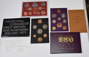 3 UK Coin Sets 1970, 1971 Decimal & Farewell to the Old Pound, Shilling, Penny - Picture 1 of 5