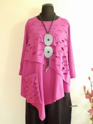 Moonshine° Asymmetrical Zip Tunic Pocket Cotton Purple Size 3 - Image 1 of 4