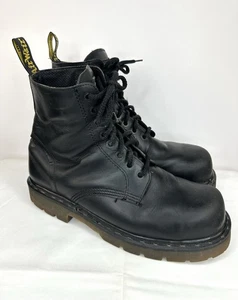 Vtg Dr. Doc Martens Black Steel Toe Work Boot Men's UK 10 Slip Resistant England - Picture 1 of 14
