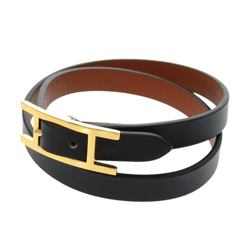 HERMÈS Y0716 Bracciale Hermes B Api Dubletour Vauswift Noir Ferramenta Oro