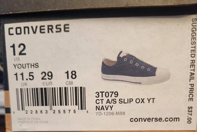 Converse YOUTH TAMANHO 1 Slip On Sem Gravata Pull on and go Azul Marinho Infantil - Imagem 1 de 4