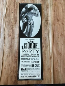 COLOSSUS 1 YEAR ANNIVERSARY PARTY 1/26/1991 San Francisco beefcake freak show - Picture 1 of 2