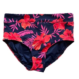 NWOT Lands' End Women's High Waisted Swim Bikini Bottoms Size 12 floral Hawaiian - Picture 1 of 4