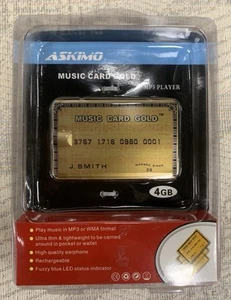 NEW Askimo Music Card Gold Wallet Pocket Size MP3 Player - Picture 1 of 2