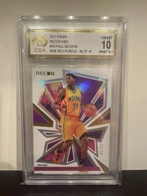 CGA 10 2021 Panini Recon NBA #10 Paul George Rookie Review Purple 46/49 - image 1 of 2
