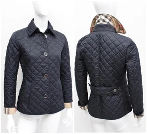 Authentic Women's BURBERRY BRIT Quilted Jacket Coat Navy Size XS - Picture 1 of 14