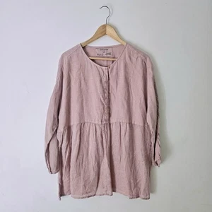 Top túnica Grizas lavado 100 % lino Lagenlook mediana rosa oscuro - Imagen 1 de 9