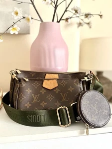 Genuine Louis Vuitton Multi Pochette Shoulder Bag Brown Canvas Designer Bag - Picture 1 of 19