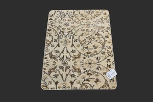 Beige Türkischer Oushak Teppich 2x2 Vintage Handarbeit Anatolisch Kleine Fußmatte Kelim - Bild 1 von 9