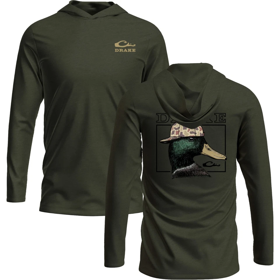 Drake Waterfowl Solid Back Cap Mallard Graphic Hoodie T-Shirt - Image 1 of 1