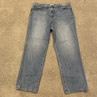 Pantalones de mezclilla Ann Taylor Loft para mujer 12 azules cintura alta novio rectos 100 % algodón Foto 1 de 4