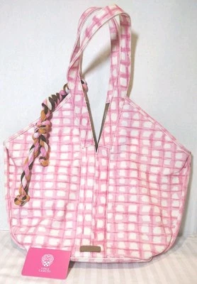 NEW Vince Camuto Afina Braided Canvas Tote  Bag~ Pink & White~ Easter~ Spring - Image 1 of 4