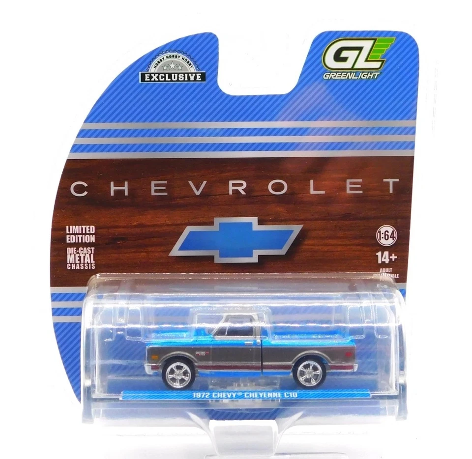 Chevrolet Cheyenne C10 1972 Greenlight platón corto - azul 30567 1/64 Foto 1 de 1