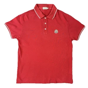 Moncler Polo Para Hombres XL Rojo Algodón Manga Corta Diseñador Top Logo Auténtico - Imagen 1 de 9