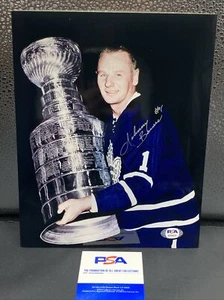 Johnny Bower Stanley Cup signed 8x10 photo Toronto Maple Leafs - PSA/Dna - Picture 1 of 1