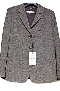 MARINA RINALDI CLASSIC ELEGANT BEIGE/BLACK TEXTURED SUIT JACKET UK 16 US 12 - Picture 1 of 8