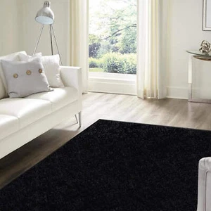 Koeckritz Classic Modern Coal Black Area Rug | Soft & Durable Living Room Carpet - Picture 1 of 15