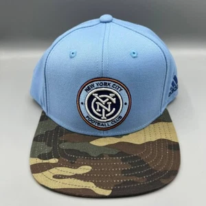 New York City FC Hat Youth Blue Camo Adidas Snap Back MLS Cap New - Picture 1 of 9