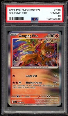 2024 PSA 10 Pokemon Suring Sparks Gouging Fire Entei Holo 038/191 SSP Card Egawa - Image 1 of 2