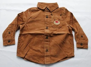 Gymboree Boy's Reindeer Pocket L/S Button Up Shirt EJ3 Brown Size 12-18M NWT - Picture 1 of 3