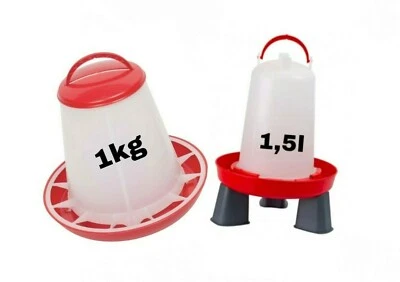 🐥Küken Futterautomat 1kg + Tränke 1,5L für Hühner Wachteln Geflügel Küken Enten - Bild 1 von 4
