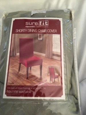 Cubierta de silla de comedor verde salvia maciza Sure Fit Duck lazos traseros nueva Foto 1 de 2