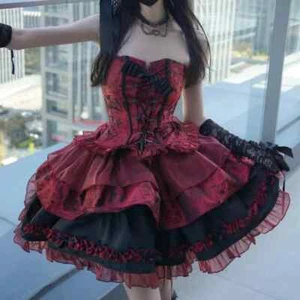 Summer Victorian Gothic Lolita Dress Women's Lace Bow Evening Dress - Picture 1 of 15