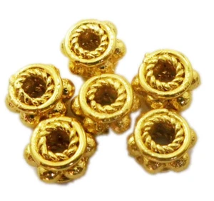 6 Pcs 10X6mm Rondelle Spacer Bead 18k Gold Plated Jewelry Making - Picture 1 of 3