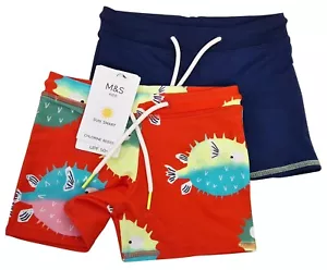 Paquete de 2 pantalones cortos de cordón naranja pez globo marino MARKS & SPENCER niños niños niños - Imagen 1 de 9