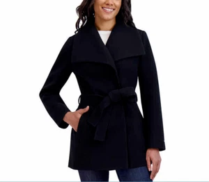 Tahari Women's Water-Resistant Tie Belt Trench Wrap Coat Jacket Size XXL Black - Picture 1 of 3