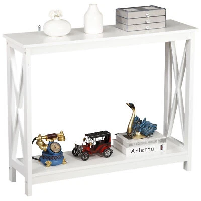 White 39" Console Table Square Coffee Table Narrow Table for Hallway Display Use - Image 1 of 4