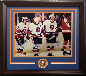 MIKE BOSSY Denis Potvin Persson NY Islanders Signed 11x14 Photo Framed Auto COA
