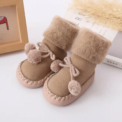 Infant Baby Girls Toddler Anti-slip Slippers Socks Soft Cotton Winter Warm Shoes - Image 1 of 4