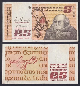 Irlanda Billete 5 Pounds 1991P 71e BB / VF - Imagen 1 de 1