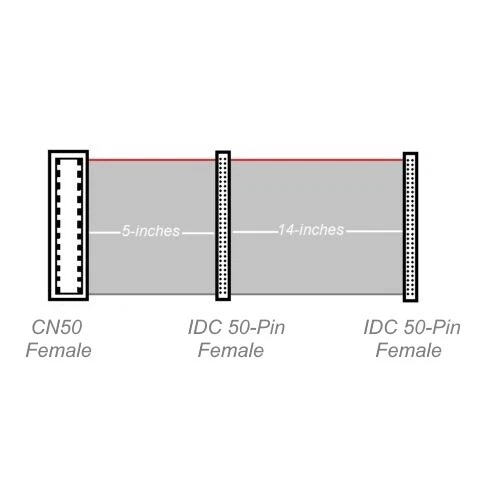 19" CN50 50-Pin Female to 2x IDC50 50-Pin Female Ribbon Cable - Image 1 of 1