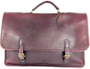 COACH Burgundy Leather Briefcase Mahogany Wall Street Made in New York City USA - Picture 1 of 17