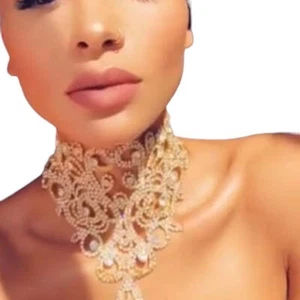 Moda Estrás Pechera Collares Cristal Gargantilla Collar Boda para Mujeres Joyería - Imagen 1 de 10