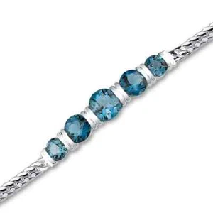 12ct Round Cut Simulated Blue topaz Cuban link Bracelet 14k white Gold Plated - Picture 1 of 7