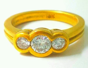 Anillo de compromiso de diamantes de corte excelente brillante de oro amarillo de 18 quilates de 0,75 quilates joyería  - Imagen 1 de 4