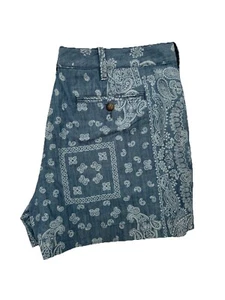 Polo Ralph Lauren Women's Bandana Print Shorts Chambray Blue Size 14 NEW - Picture 1 of 8
