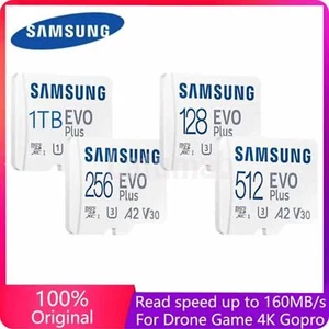 Lot carte mémoire flash Samsung MicroSDXC EVO Plus 4K V30 U3 A2 64/128/256/512 Go - Photo 1 sur 12