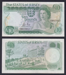 Banconota Jersey 10 pounds (1976-1988) P.-13b BB+/VF+ - Picture 1 of 1