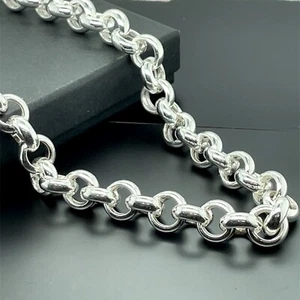 925 Sterling Silver Belcher Chain Rolo Necklace 10mm Wide 18-30 Inches Brand New - Picture 1 of 5