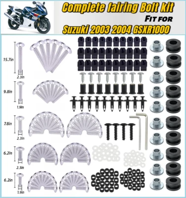 Kit completo de pernos de carenado de tornillos de acero inoxidable plateado para Suzuki 2003 2004 GSXR1000 Foto 1 de 4
