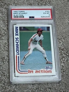 PSA 6 BASEBALL CARD 1982 TOPPS MIKE SCHMIDT PHILADELPHIA PHILLIES IN ACTION - Picture 1 of 1