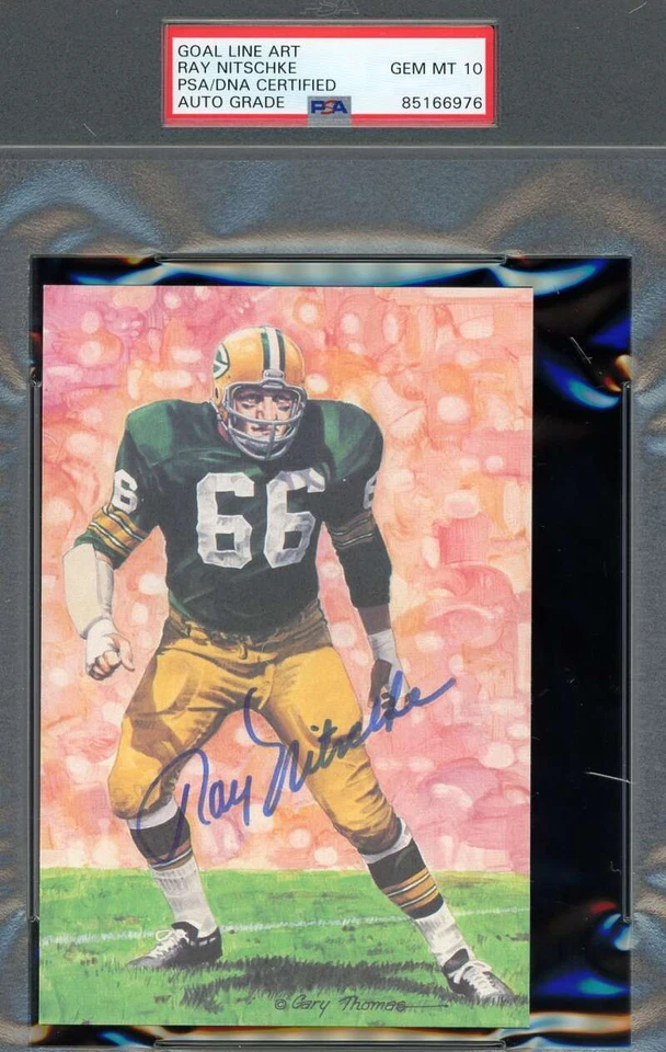 Ray Nitschke Gem Mint 10 PSA DNA Signed Goal Line Art Card GLAC Autograph - Image 1 of 1