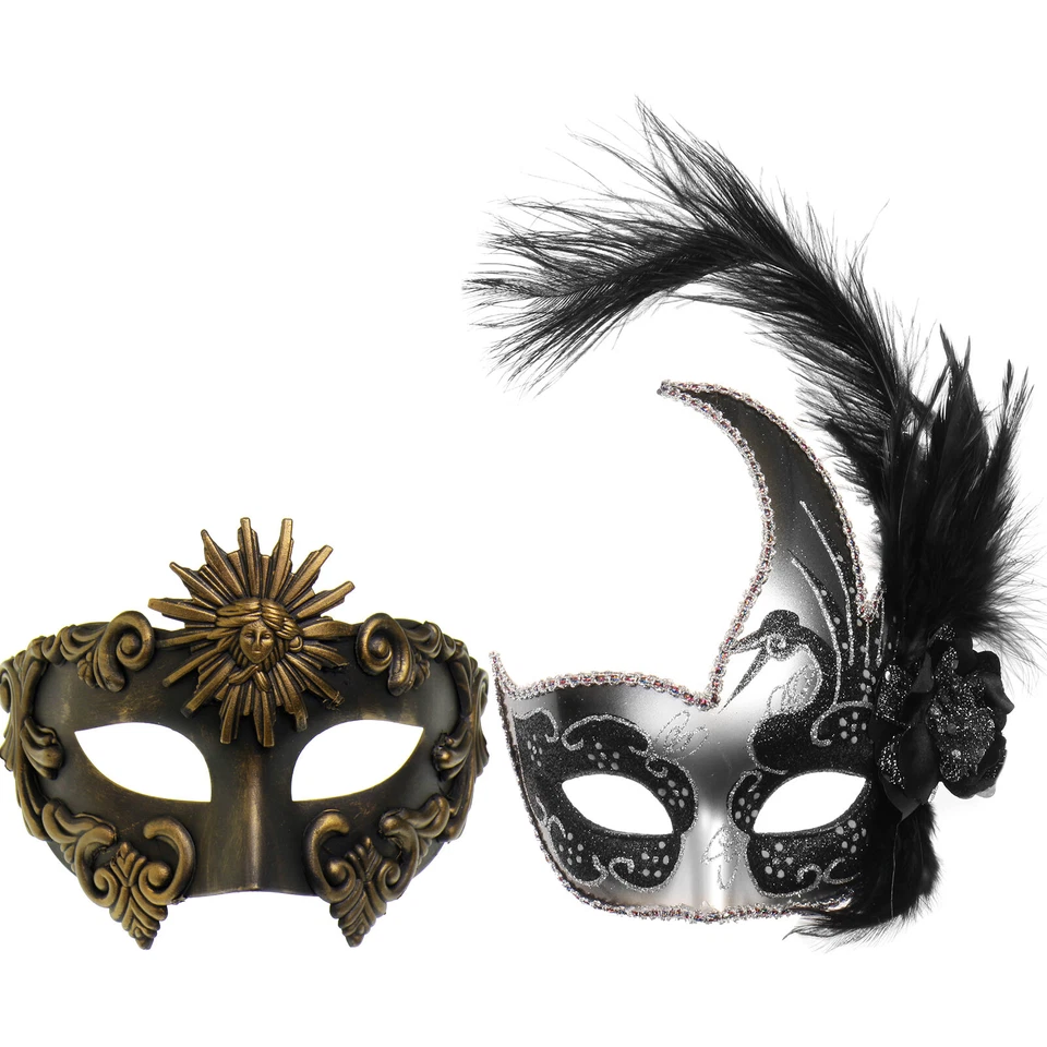 Black Gold Roman Emperor Mask with Silver Black for Mardi Gras - Image 1 of 1
