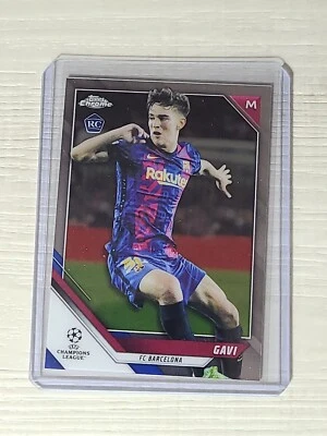 2021-22 Topps Chrome UEFA Champions League Soccer GAVI RC Base Barcelona #25 NM - Image 1 of 2