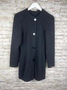 1980's St. John Sportswear Long Black Cardigan Sweater Jacket Buttons Size Med - Picture 1 of 13